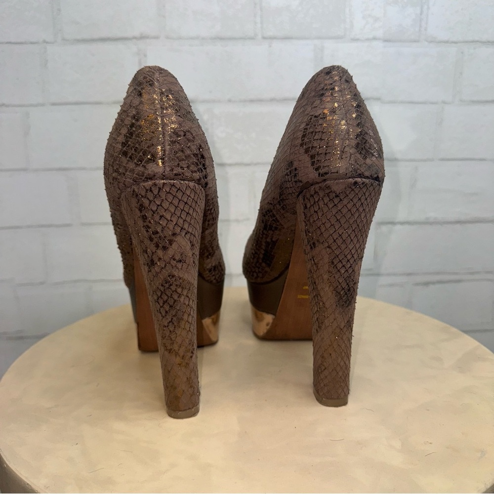 Wildpair - Metallic Python Chunky Block Heel Plat… - image 7
